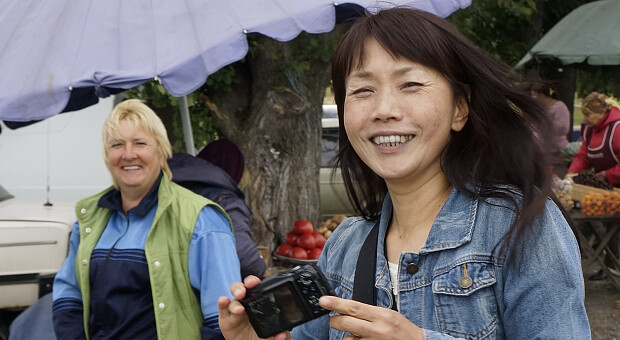 Корова Чирва, тітка з качаном кукурудзи й гілка сакури