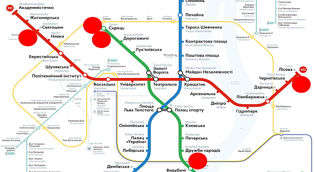 Адреси та карта «перехоплюючих» місць для паркування біля станцій метро Києва